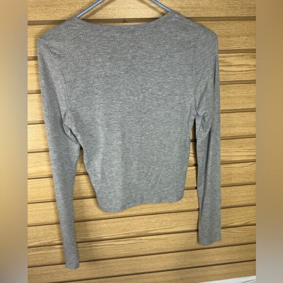 Active USA Women’s Crop Top Ribbed Grey NWT Size L - Picture 4 of 5